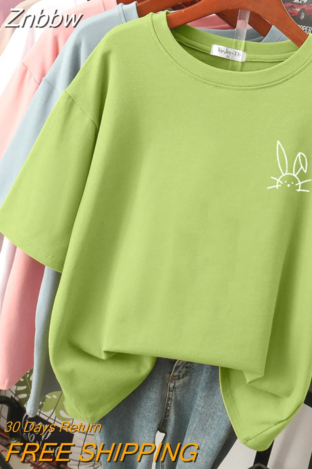 Znbbw 100 Cotton L-5XL Plus Size T Shirt Cartoon Print Tshirt Short Sleeve Women's Top Summer Kawaii Couple O Neck T Shirts - Image 11