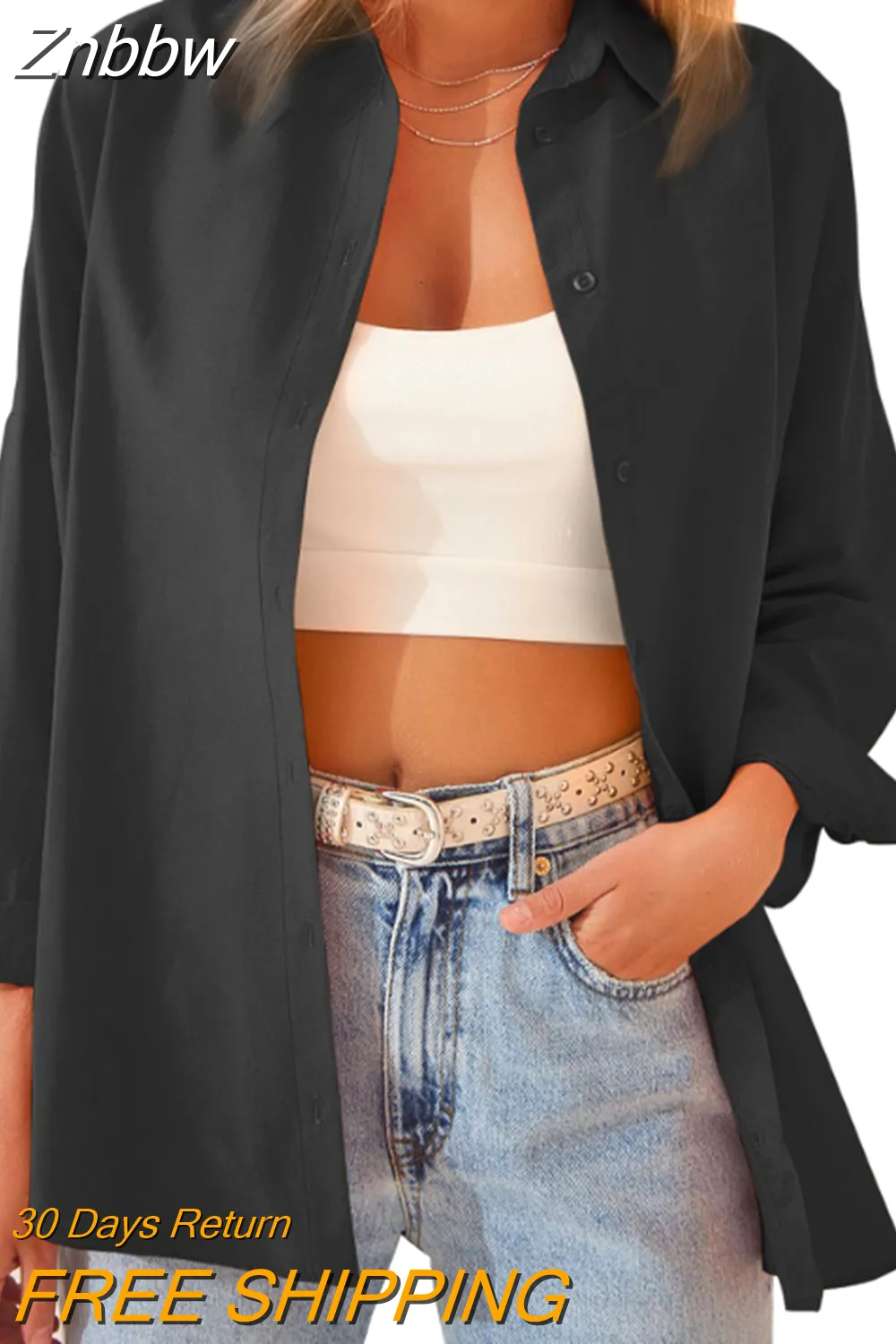 Znbbw Fashion Cotton Blouses Women Casual Loose Long Sleeve White Shirt Woman Button Up Solid Lady Office Tops Blusas 24911 - Image 10