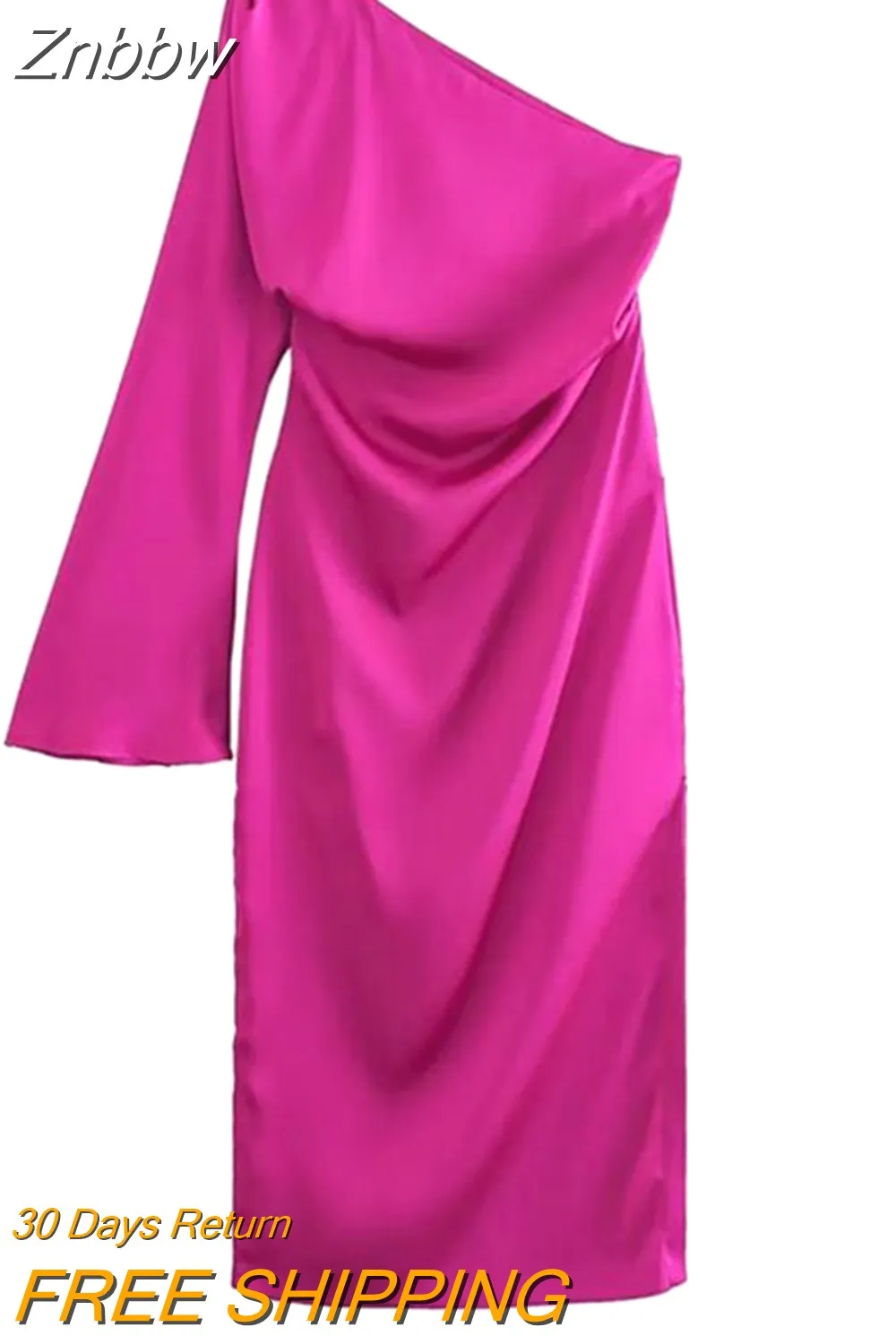 Znbbw Women Solid Sexy Party Dresses Women Single Long Sleeve Slim Bodycon Lady Casual Midi Dress 202306