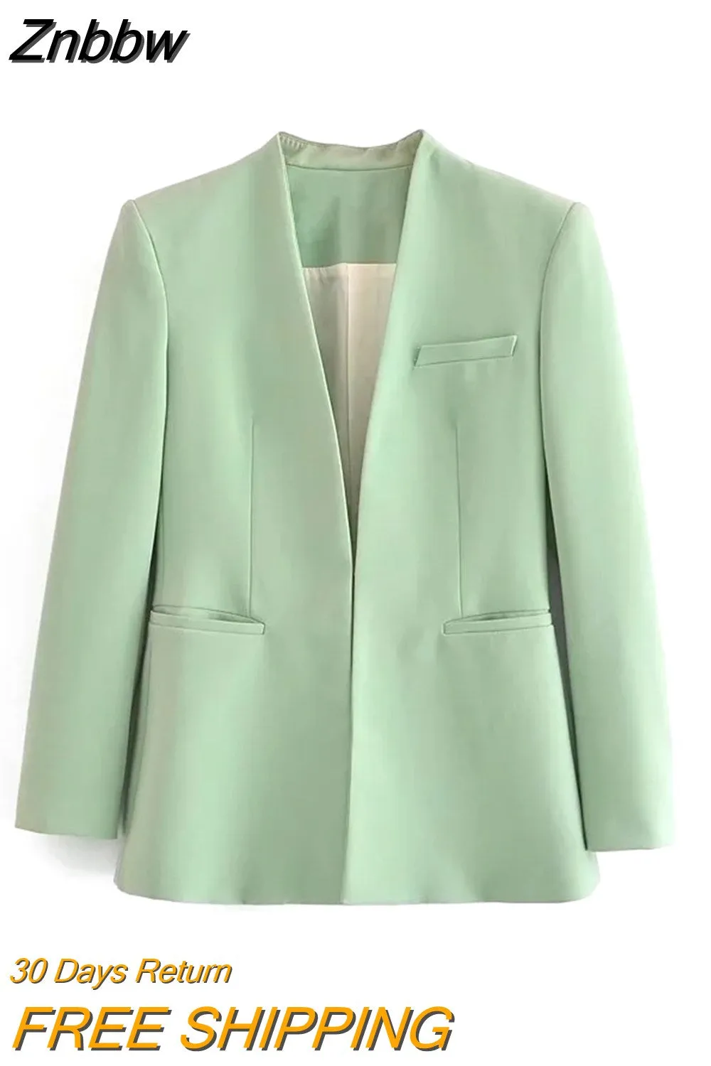 Znbbw ZBZA 2023 Woman Vintage Green Yellow Loose Blazer Women Spring Elegant Female Streetwear Solid Blazer Women 202302 - Image 6