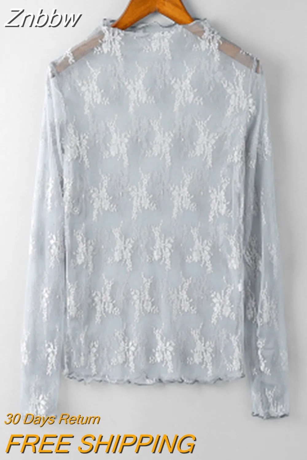 Znbbw Women Lace Floral Embroidery Blouses Shirt Ladies tops Sexy mesh Blouses Transparent Elegant See-through Black Shirt - Image 7