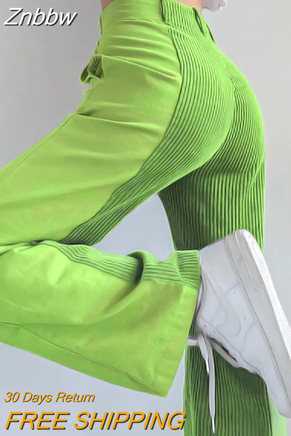 Znbbw Women Sweet Corduroy Patchwork Straight Pants High Waist Baggy Holiday Fashion Harajuku Vintage Casual Wide Leg Trousers 914