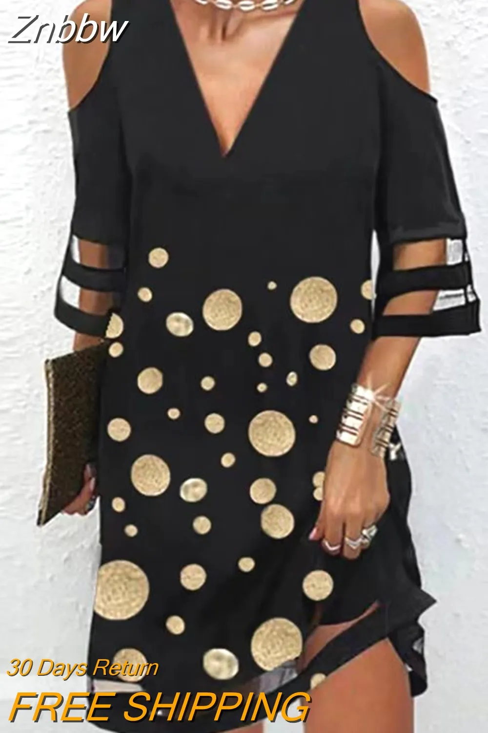 Znbbw Women's Summer Dress Vintage Patchwork Floral Print Beach Dress Short Sleeve Loose Casual V Neck Off Shoulder Dresses for Women - Image 5