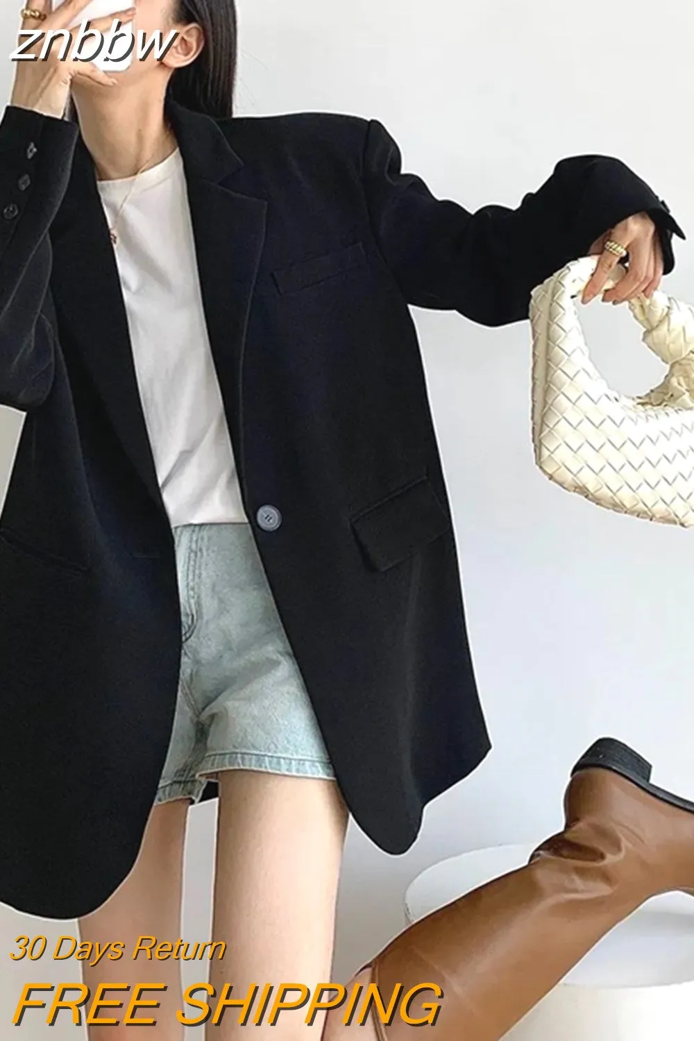 znbbw 2023 Autum Oversize Full Sleeve Gray Women Blazer Office Lady Solid Suit Blazers Work Winter Female Clothing Jackets Coat - Image 2