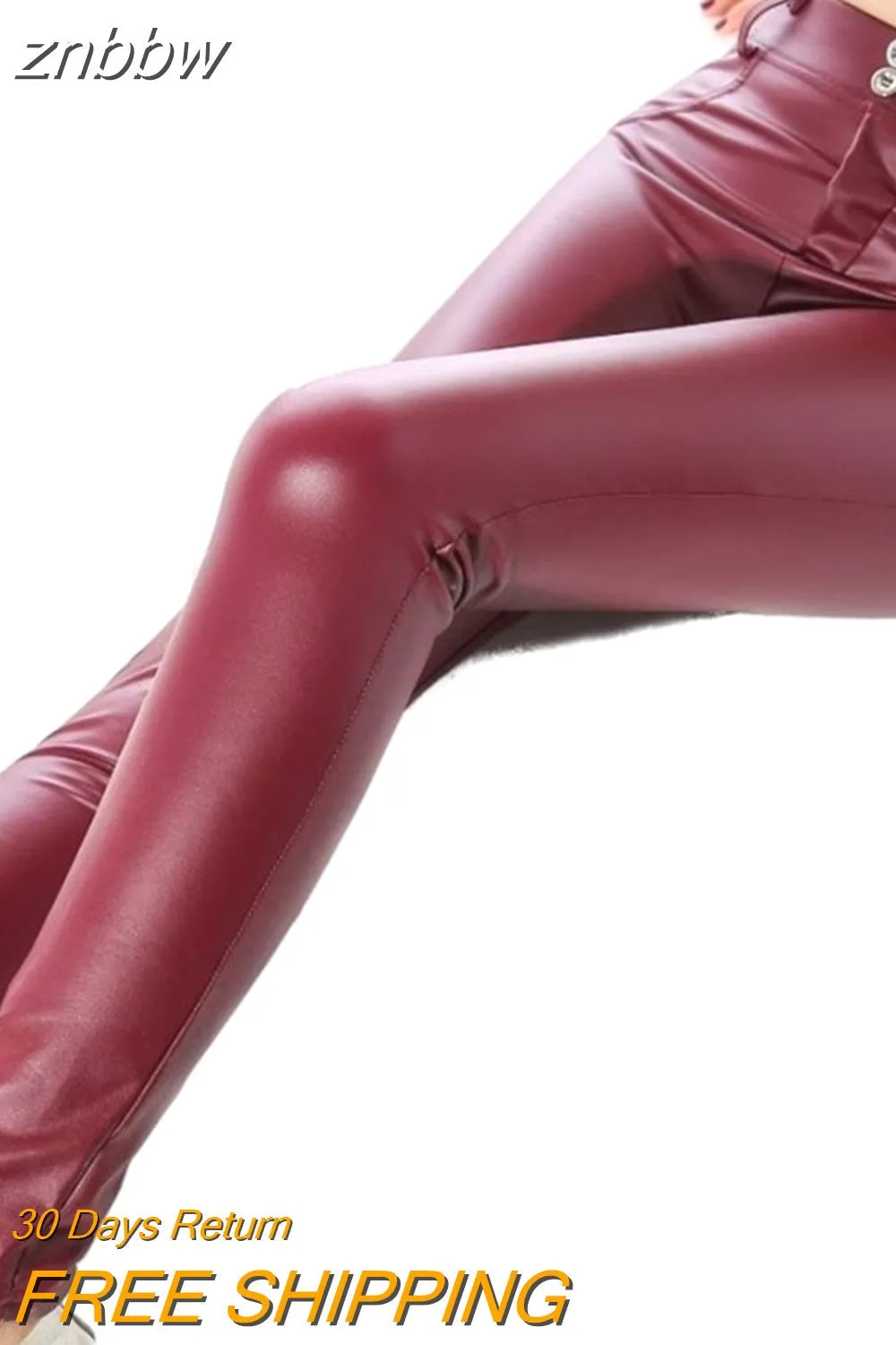 znbbw Faux Pu Leather Leggings Women Leggins High Waist Sexy Black Leggings Push Up Jegging Warm Winter Leggings Women Pants 0410 - Image 3