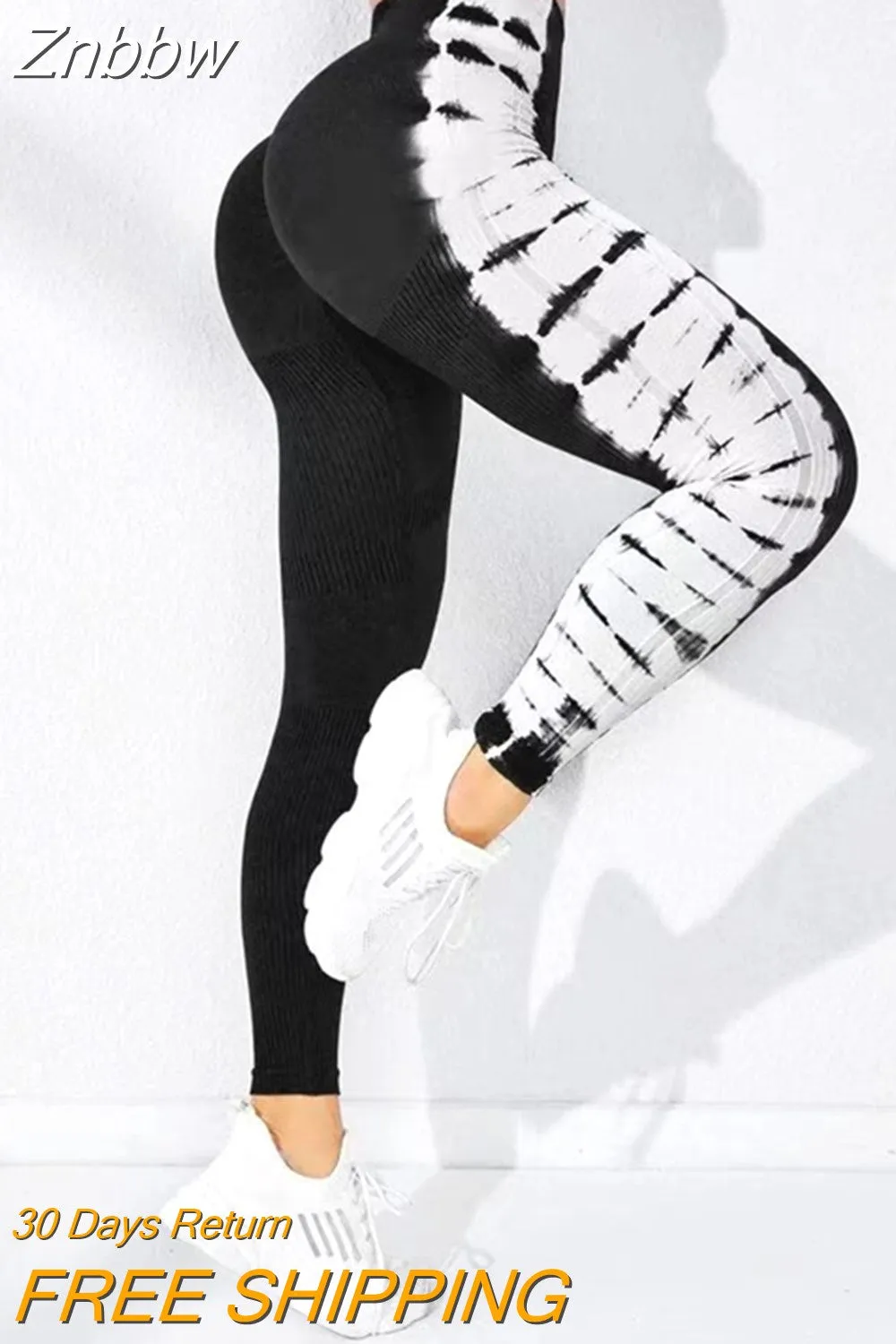 Znbbw Women Stretchy Tie Dye Yoga Sports Leggings Seamless Push Up Slim Fitted Yoga Fitness Women's Activewear - Image 2