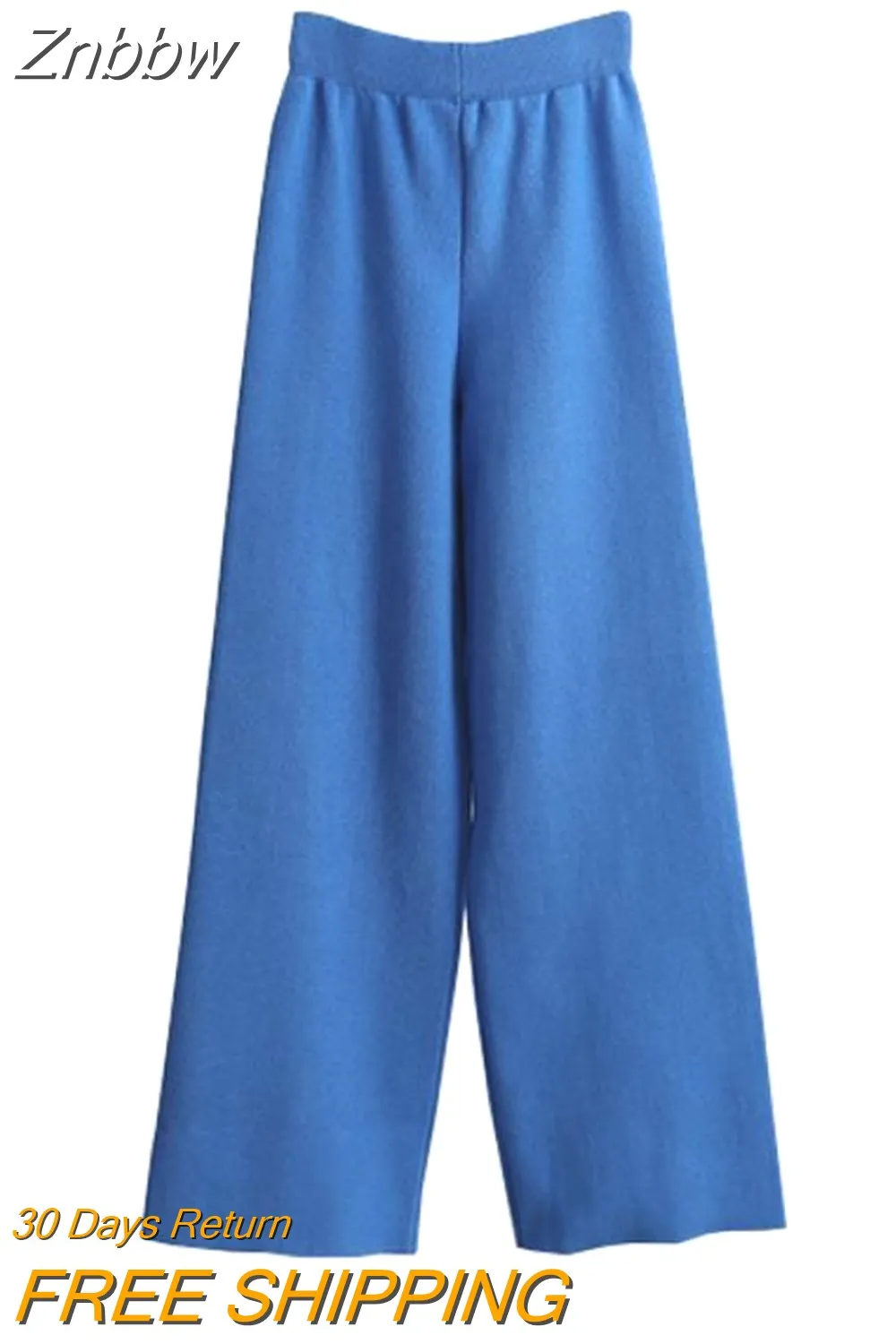 Znbbw Women Wide Legs Pants Irregular Sweater Suit 2023 Autumn Winter 2 Piece Set Casual High Collar Pullover Knitted Sweaters Outfits - Image 4