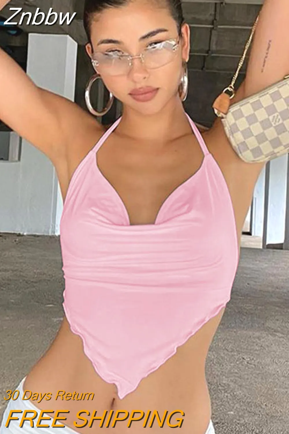 Znbbw Women Sexy Harajuku Open Back Crop Tops 2023 Summer Ladies Bandage Lace-up Backless White Tank Tops High Street Slim Halter Tops - Image 20