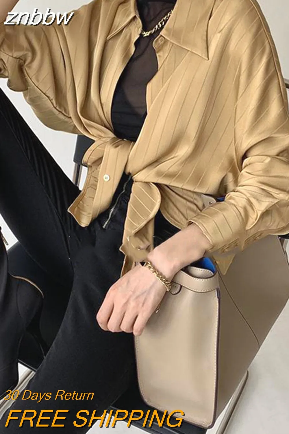 znbbw 2023 Summer Elegant Long Sleeve Women Shirt Vintage Button Up Stripe Loose Ladies Shirts Fashion Office Female Clothing - Image 2