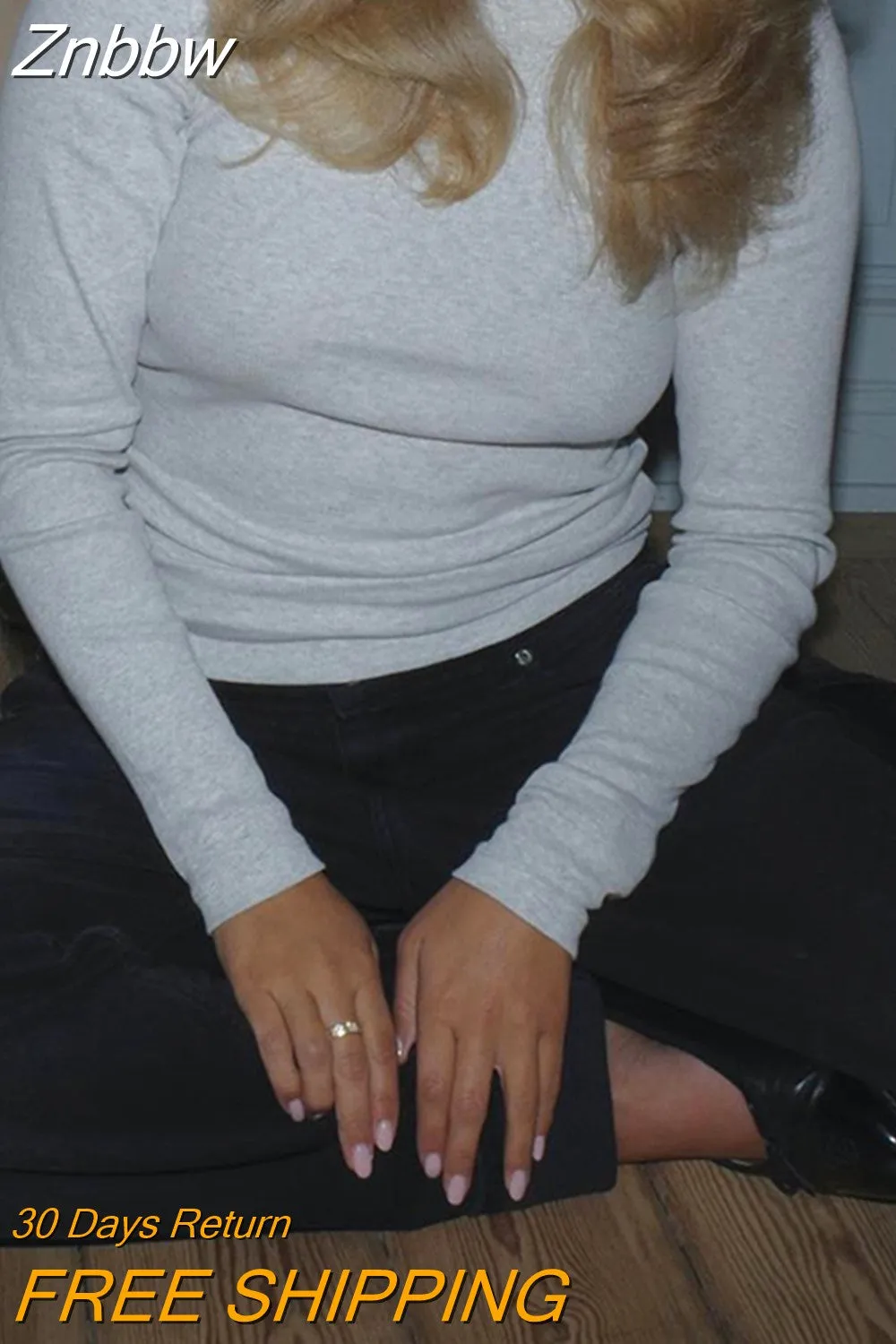 Znbbw Women Long Sleeve Slim Fit Crop Tops Y2K Going Out Skinny Tight Shirts Casual Basic Crew Neck Tee Tops Streetwear - Image 2