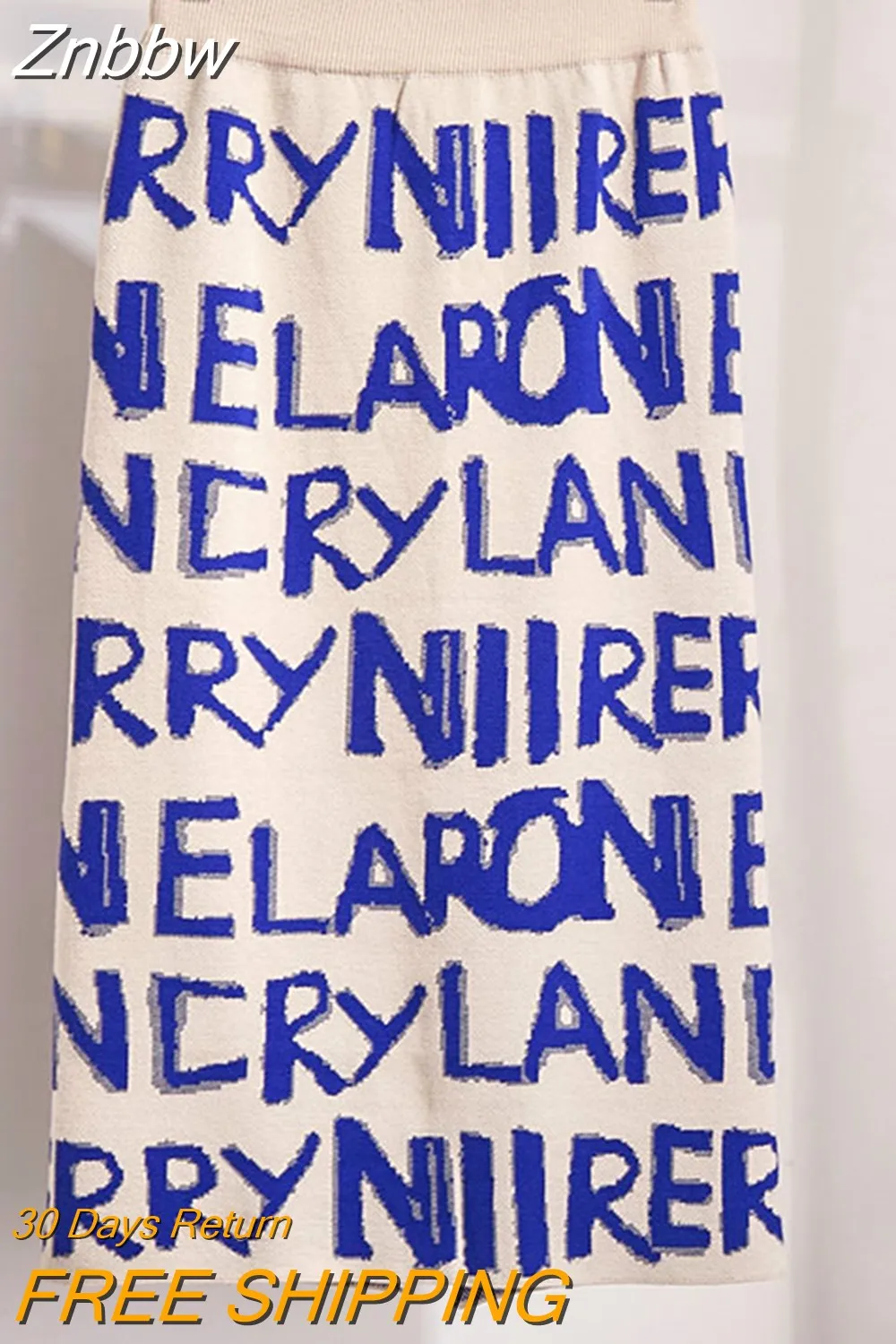 Znbbw Women's Letters Knit Skirt Autumn Winter New High Waist Split Straight Office Lady Long Warm Step Faldas female ML297 - Image 5