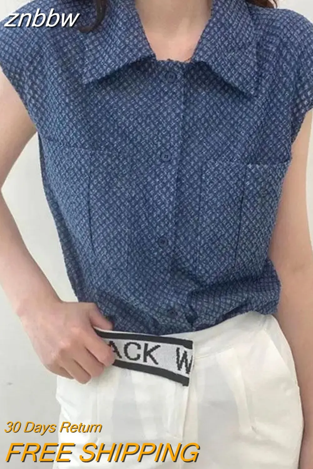 znbbw 2023 Summer Hole Denim Sleeveless Shirt Women Street Style Button Up Ladies Tops Casual Female Clothing Blouse - Image 2