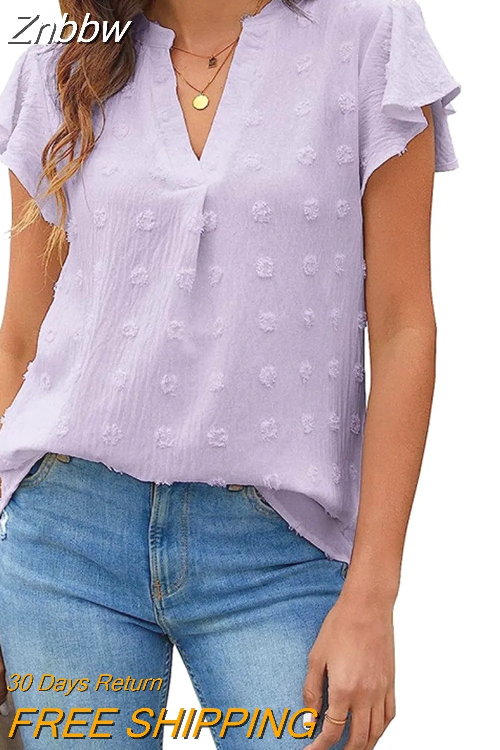 Znbbw V-neck Solid Summer Blouse Women Elegant Loose Chiffon Shirt Ladies Short Sleeve Tops White Shirts Casual Blasas 20008 - Image 7