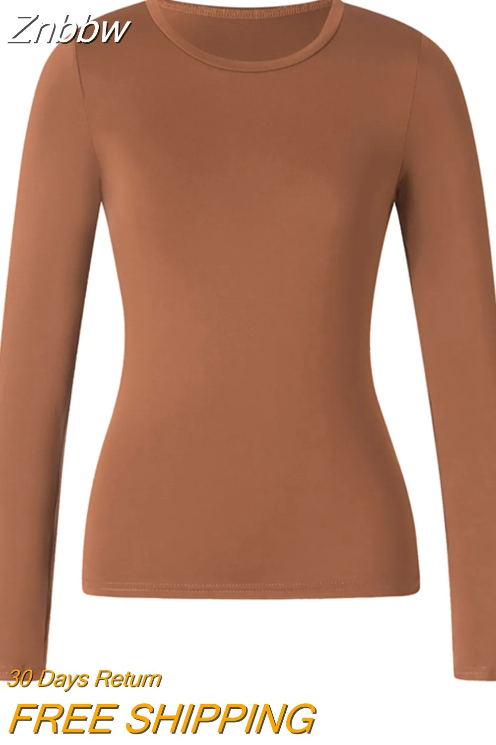 Znbbw Autumn Casual T-Shirts For Women Long Sleeve Stretchy O-Neck All-Match Slim Fit Pullover Crop Tops y2k Clothes - Image 16