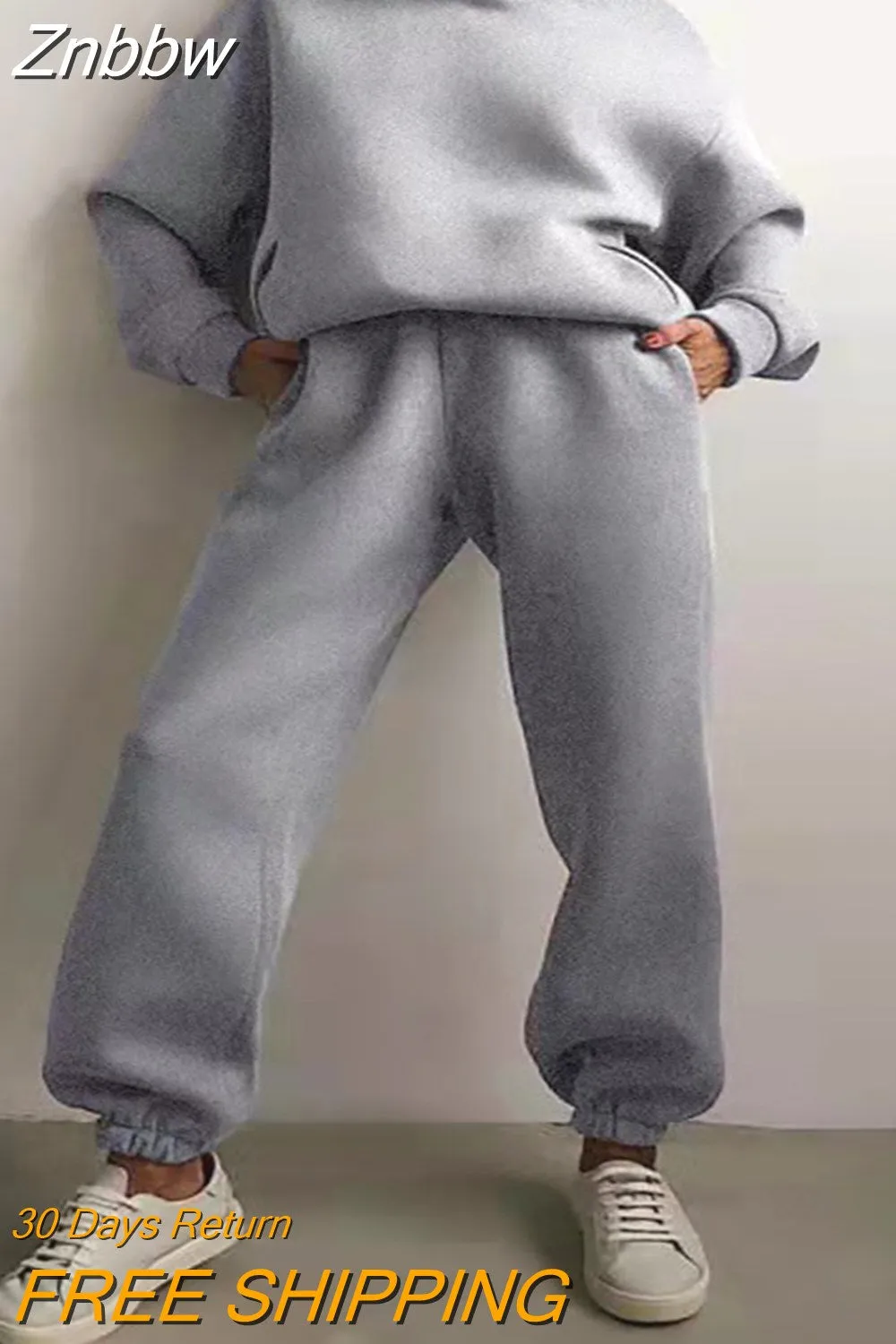 Znbbw Women Tracksuit Solid Casual Long Sleeve Sweatershirts with Trousers Suit Sports Hoodie Sportswear Winter 2023 Two Piece Sets - Image 17