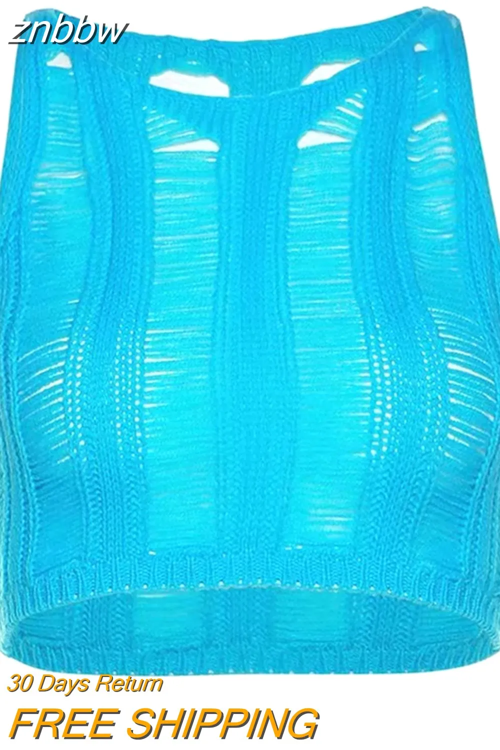 znbbw Sexy Hollow Out Knit Pant Outfits Women Summer Two Piece Sets Sleeveless Tank Tops + Long Pants See Through Beach Club - Image 5