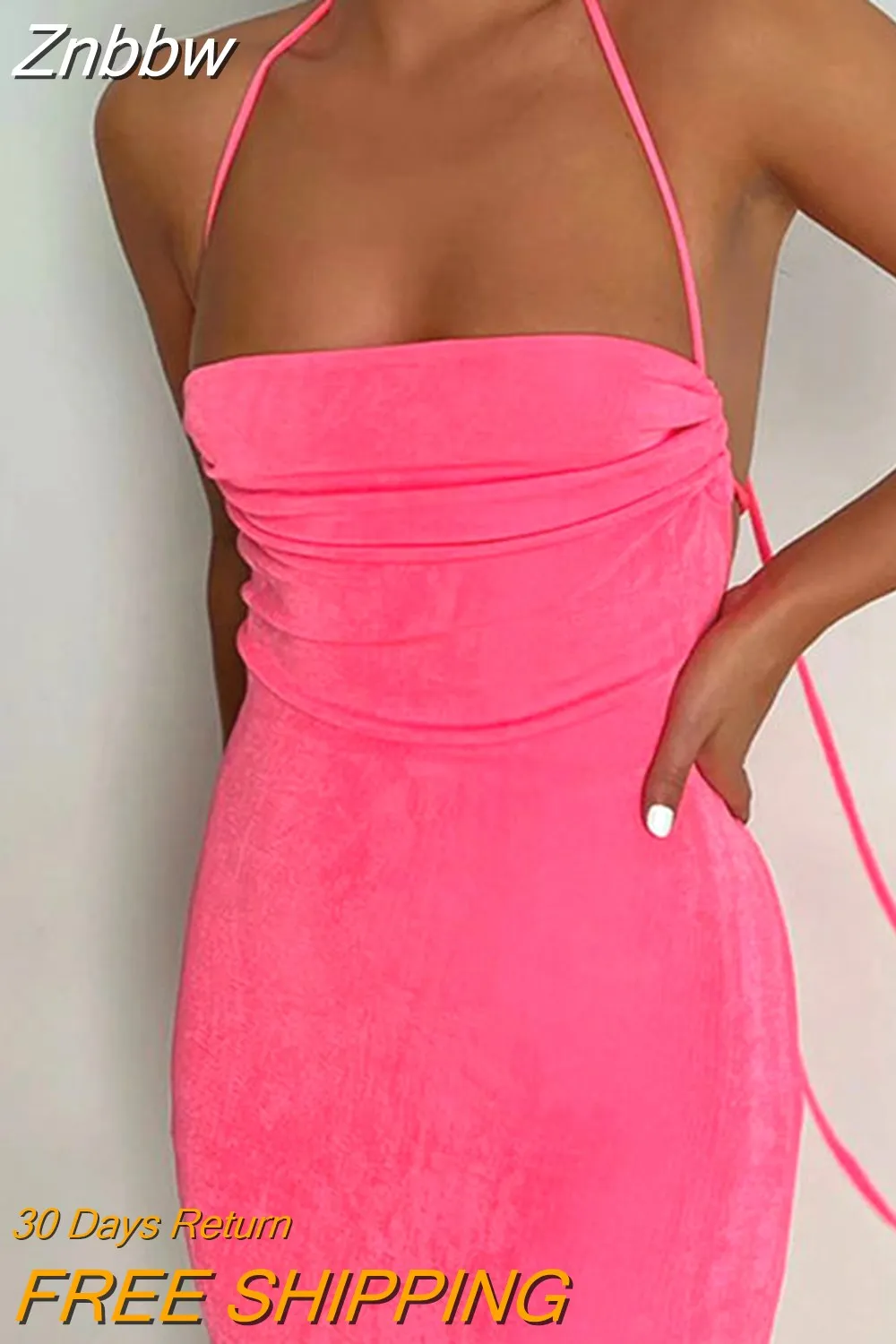 Znbbw Backless Maxi Dress Elegant Fashion Halter Spaghetti Strap Sleeveless Dresses Long Club Party Beach Evening Robe Dress - Image 4