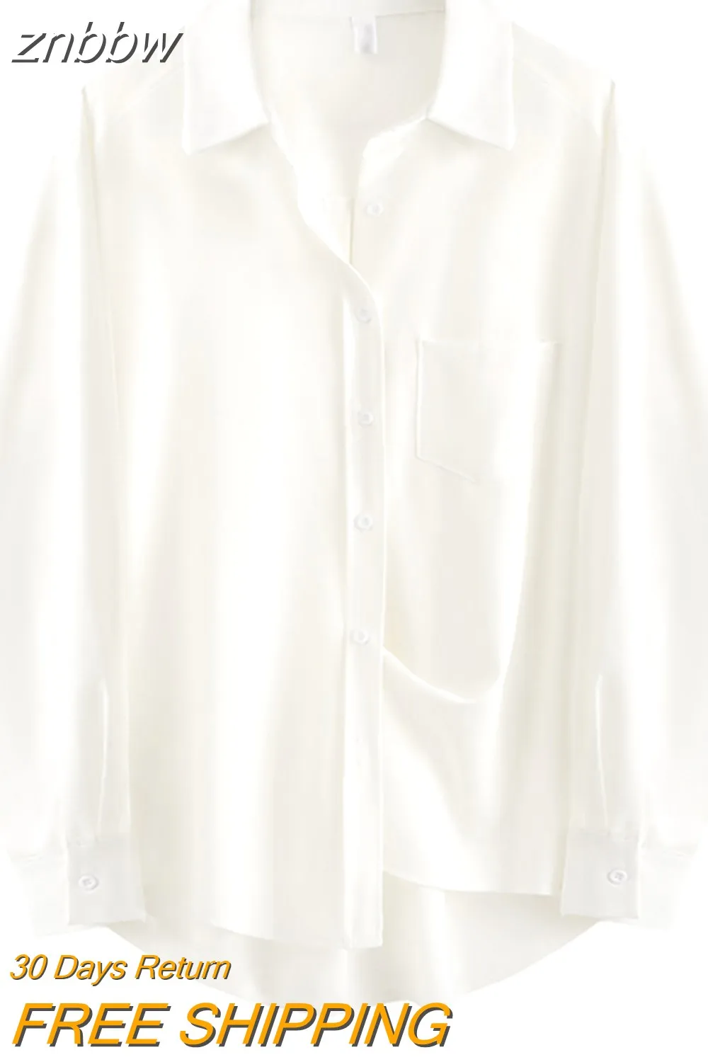 znbbw 2023 Spring Minimalist Chic Oversize Women's White Basic Shirt Long Sleeve Button Up Loose Woman Tunic Blouse Clothing - Image 3