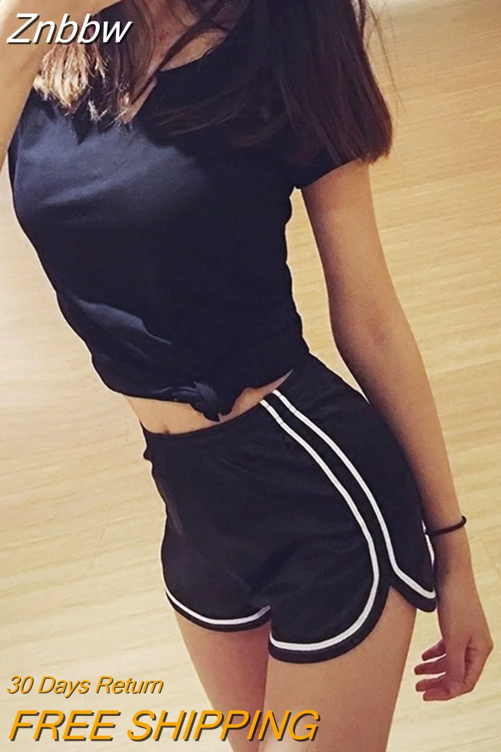 Znbbw Women Shorts Summer Silk Slim Beach Casual White Egde Shorts Hot - Image 4