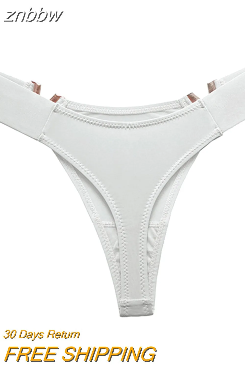 znbbw Fashion Sexy Panties Seamless Women Underwear Low Rise Thongs V-Shaped Metal Decor Panties Bikini Briefs High Fork Briefs - Image 2