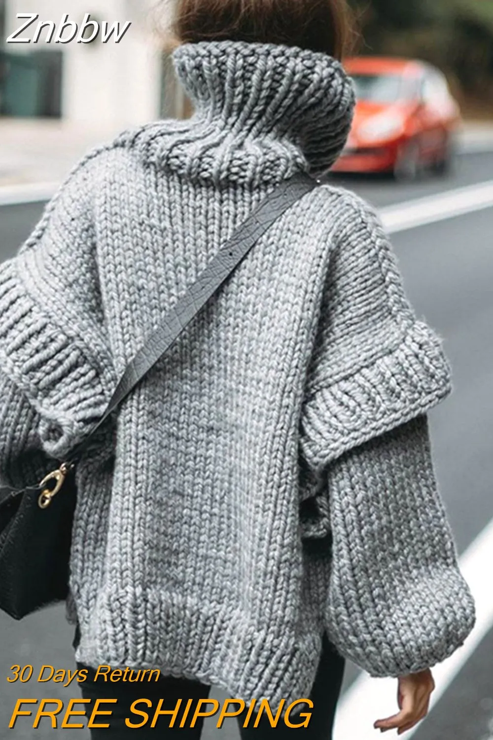 Znbbw Women Loose Turtleneck Sweater Tops Solid Elegant Long Sleeve Knitted Pullover 2023 Autumn Winter Oversized Warm Lady Knitwear - Image 7