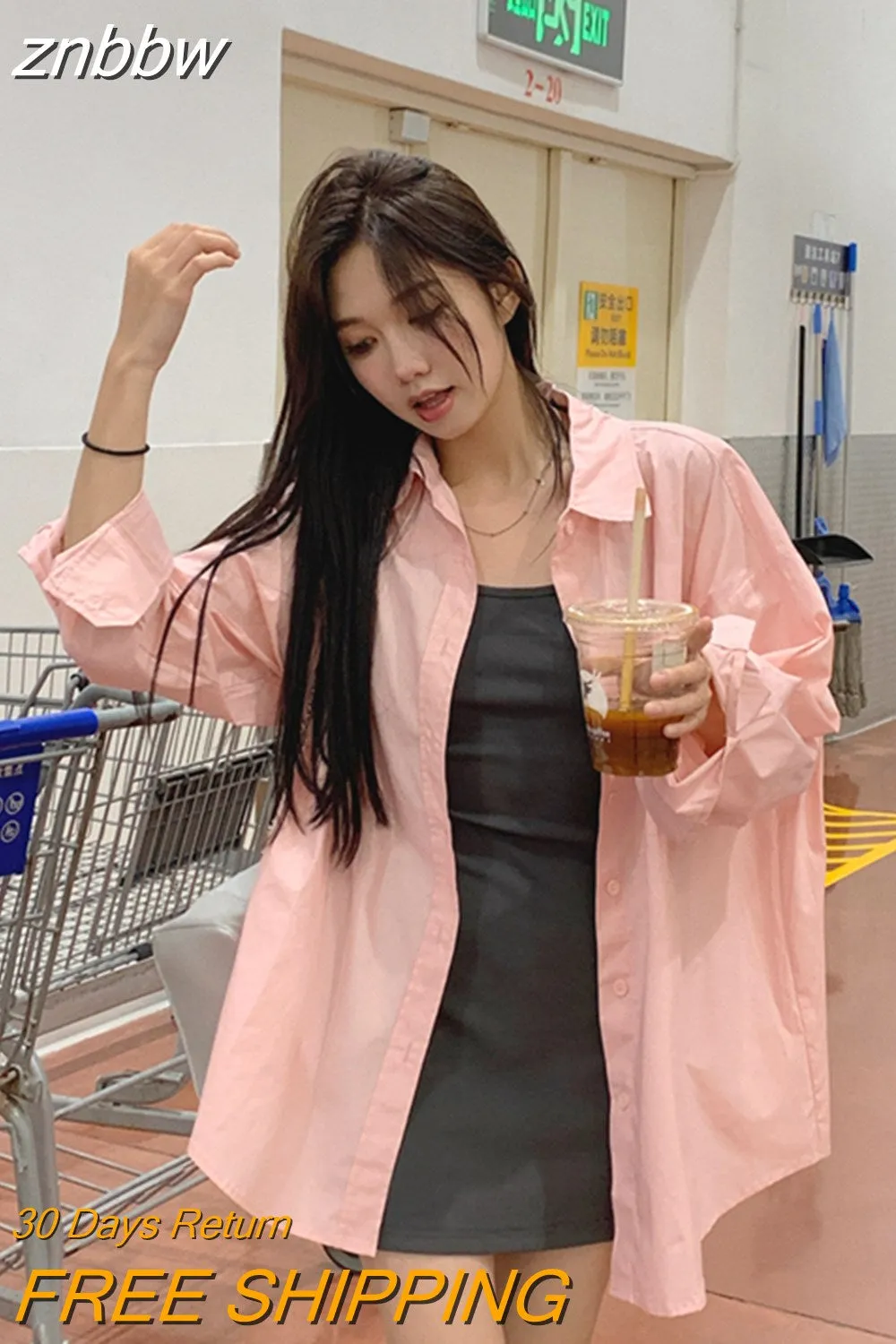 znbbw 2023 Summer Unisex Short Sleeve Woman White BF Shirt Korea Style Oversize Button Up Ladies Blouse Causal Tops Clothing - Image 2