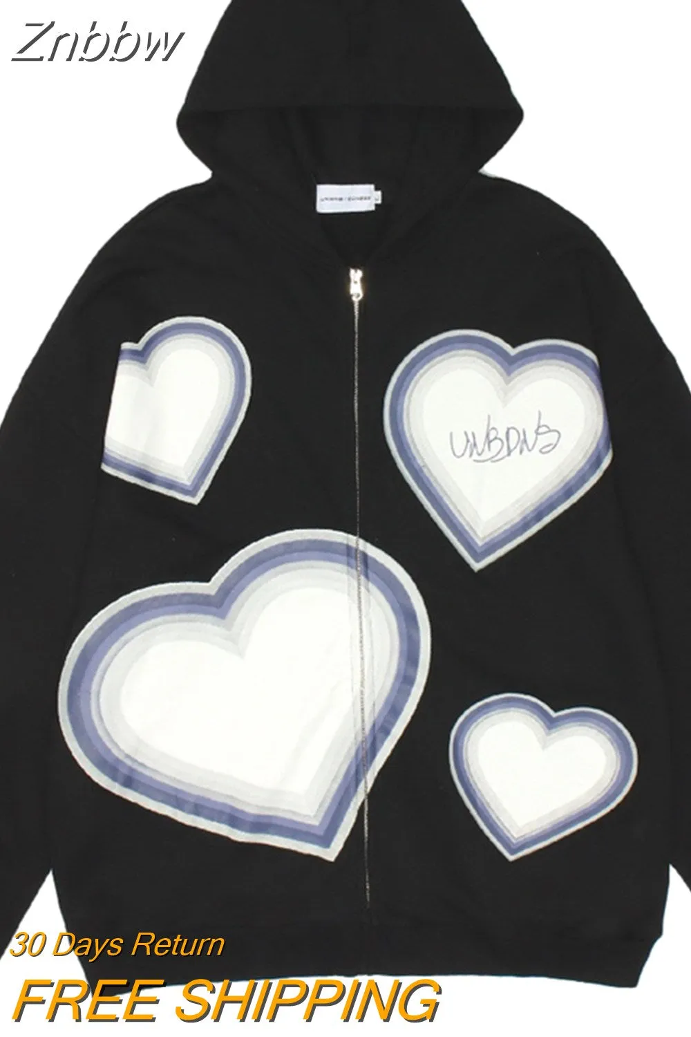 Znbbw Aesthetic Butterfly Zip Up Oversized Sweatshirts Harajuku Long Sleeve Goth Hoodies Y2K Autumn Grunge Punk Coat Retro Clothes - Image 5