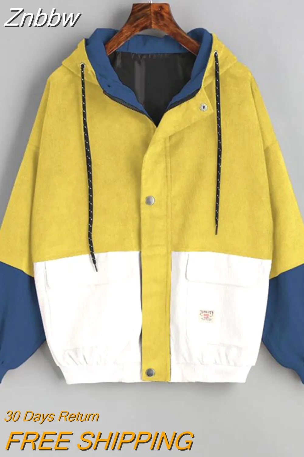 Znbbw Autumn Women Coats Corduroy Patchwork Oversize Zipper Jackets Windbreaker Coats And Jackets Women Baseball-Uniform Clothes - Image 7