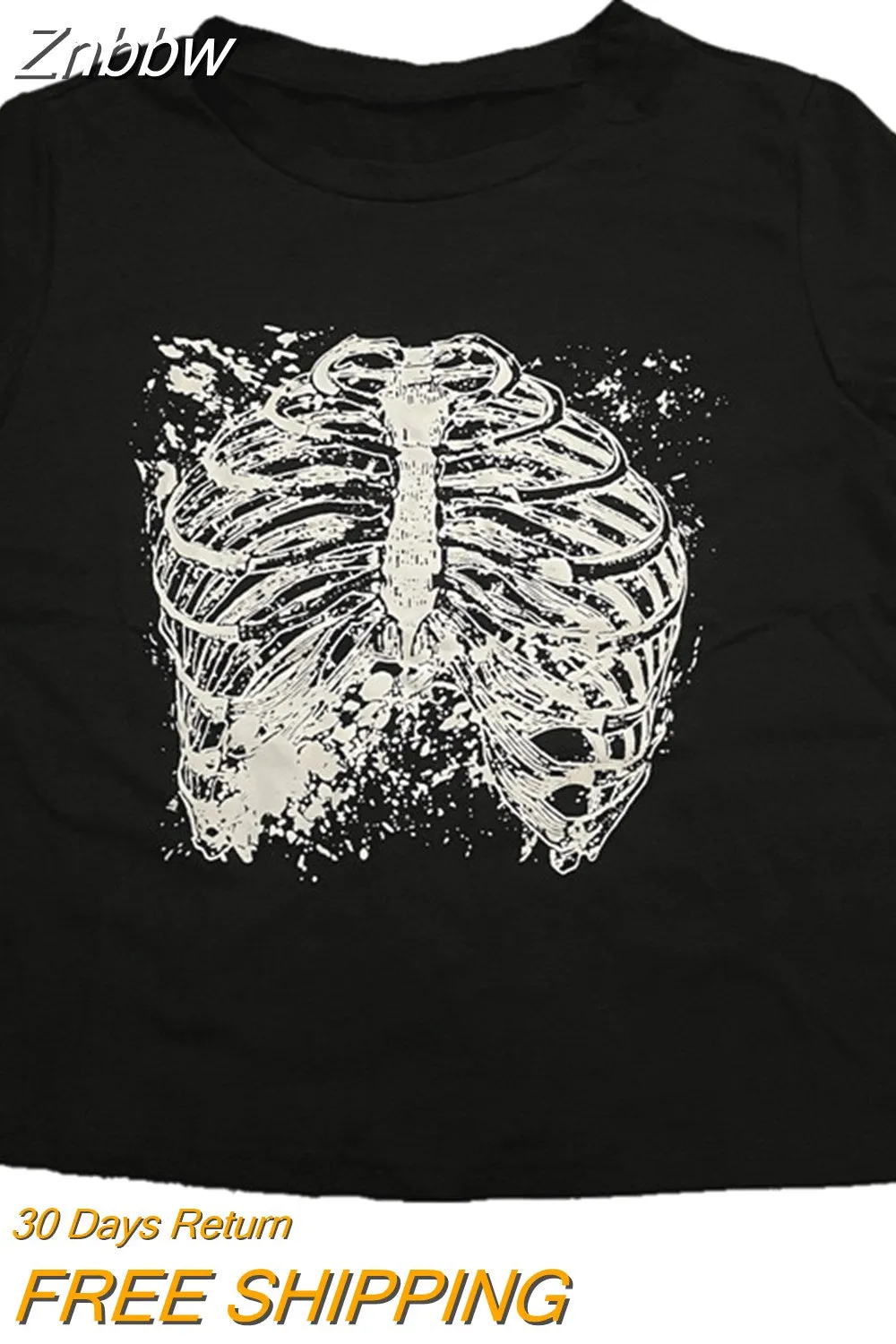 Znbbw Women Teen Girls Gothic Graphic Print Crop Tops T Shirts O-Neck Short Sleeve E-Girl Aesthetic Kawaii Crop Tees Tops Streetwear - Image 13