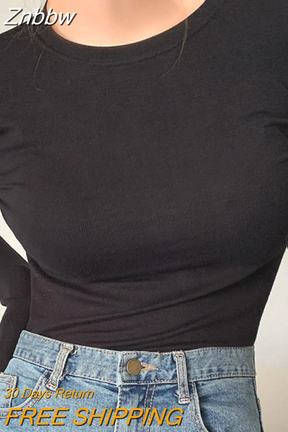 Znbbw 2023 Thin T Shirt Women Korean Style Clothes Slim Sexy High Elasticity T-Shirts Long Sleeve Top Tee Shirt Camisetas Mujer - Image 2