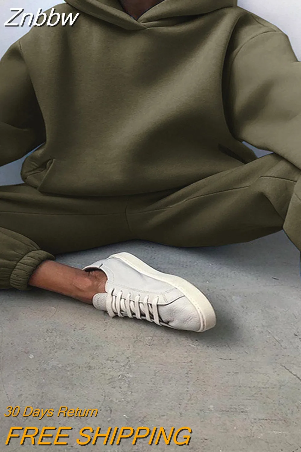 Znbbw Women Tracksuit Solid Casual Long Sleeve Sweatershirts with Trousers Suit Sports Hoodie Sportswear Winter 2023 Two Piece Sets - Image 9