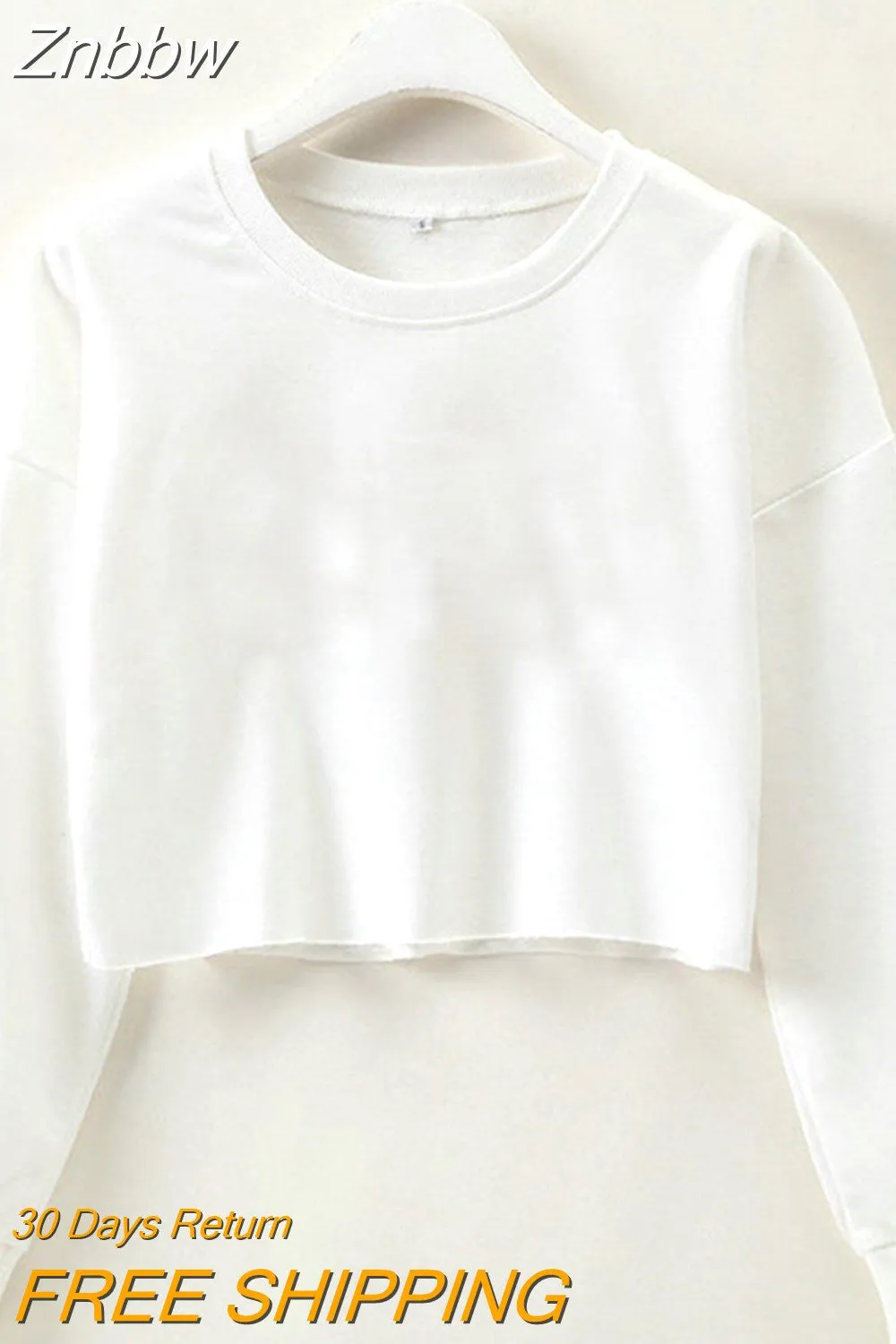 Znbbw Women Ladies Hoodies Autumn Long Sleeve Loose Hoodies Casual Crop Tops Solid - Image 7