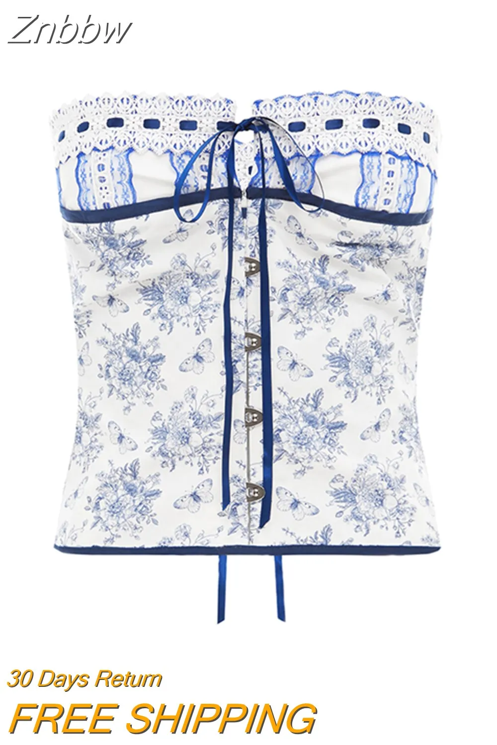 Znbbw Women Y2K Fairycore Tube Crop Vest Sleeveless Off Shoulder Bandage Buckle Lace Casual Street Party Spring Summer Tops - Image 4