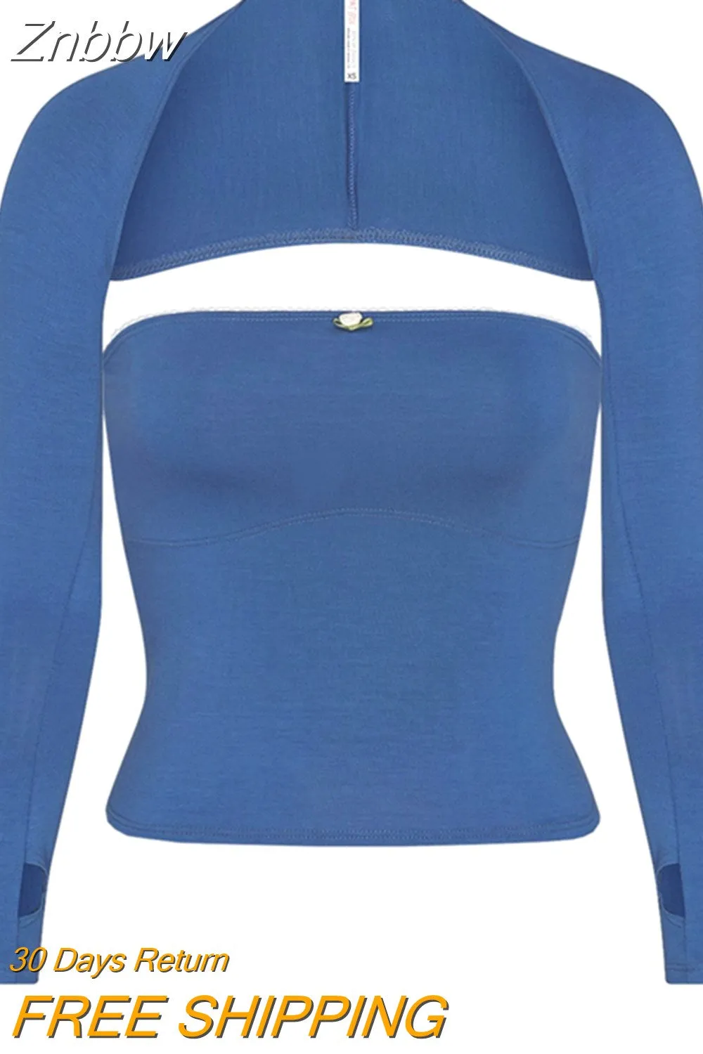 Znbbw Women Y2K Clothes Sexy Pleated Ruched Crop Top Long Sleeve Mesh Bolero Set Slim Fit Vintage Harajuku Tees 2000s Streetwear - Image 4