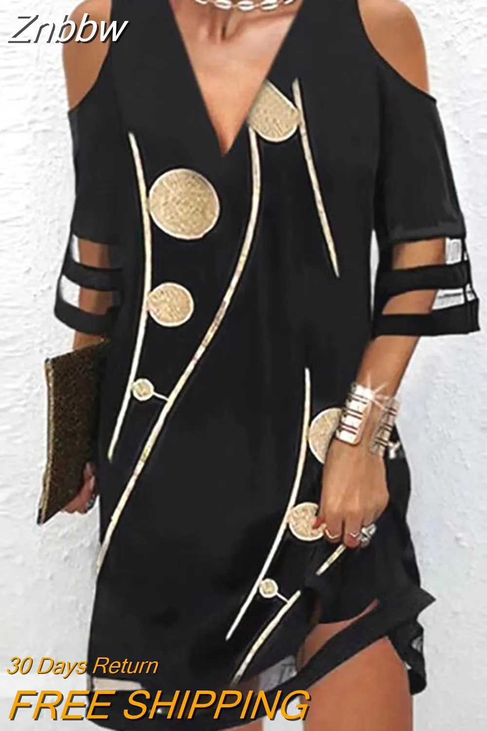 Znbbw Women's Summer Dress Vintage Patchwork Floral Print Beach Dress Short Sleeve Loose Casual V Neck Off Shoulder Dresses for Women - Image 6