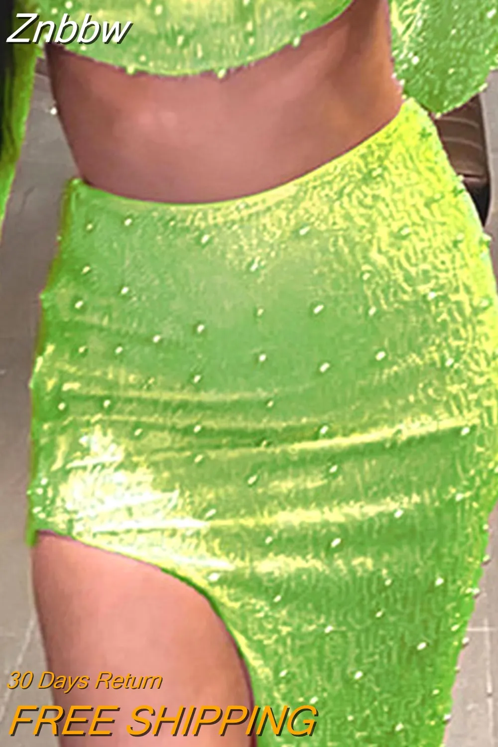 Znbbw Pink Beaded Y2K Midi Skirts for Women High Waist Bodycon Birthday Night Party Split Sexy Long Skirt - Image 4