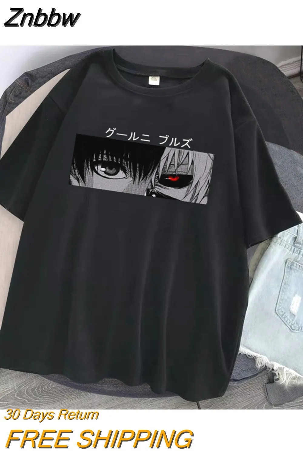 Znbbw Anime Punk Tokyo Ghoul eye Loose Hoody Streetwear Harajuku Casual Cool Chic Cartoon Streetwear Women Streetwear - Image 3