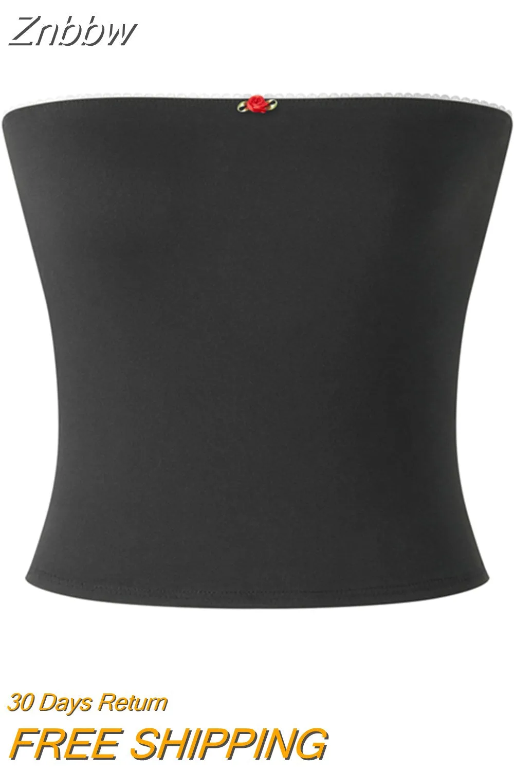 Znbbw Women Summer Kawaii Sleeveless Off Shoulder Knitted Tanks Tops Crop Tops Floral Fairycore Grunge 2000s Aesthetic T-shirts Tops - Image 5