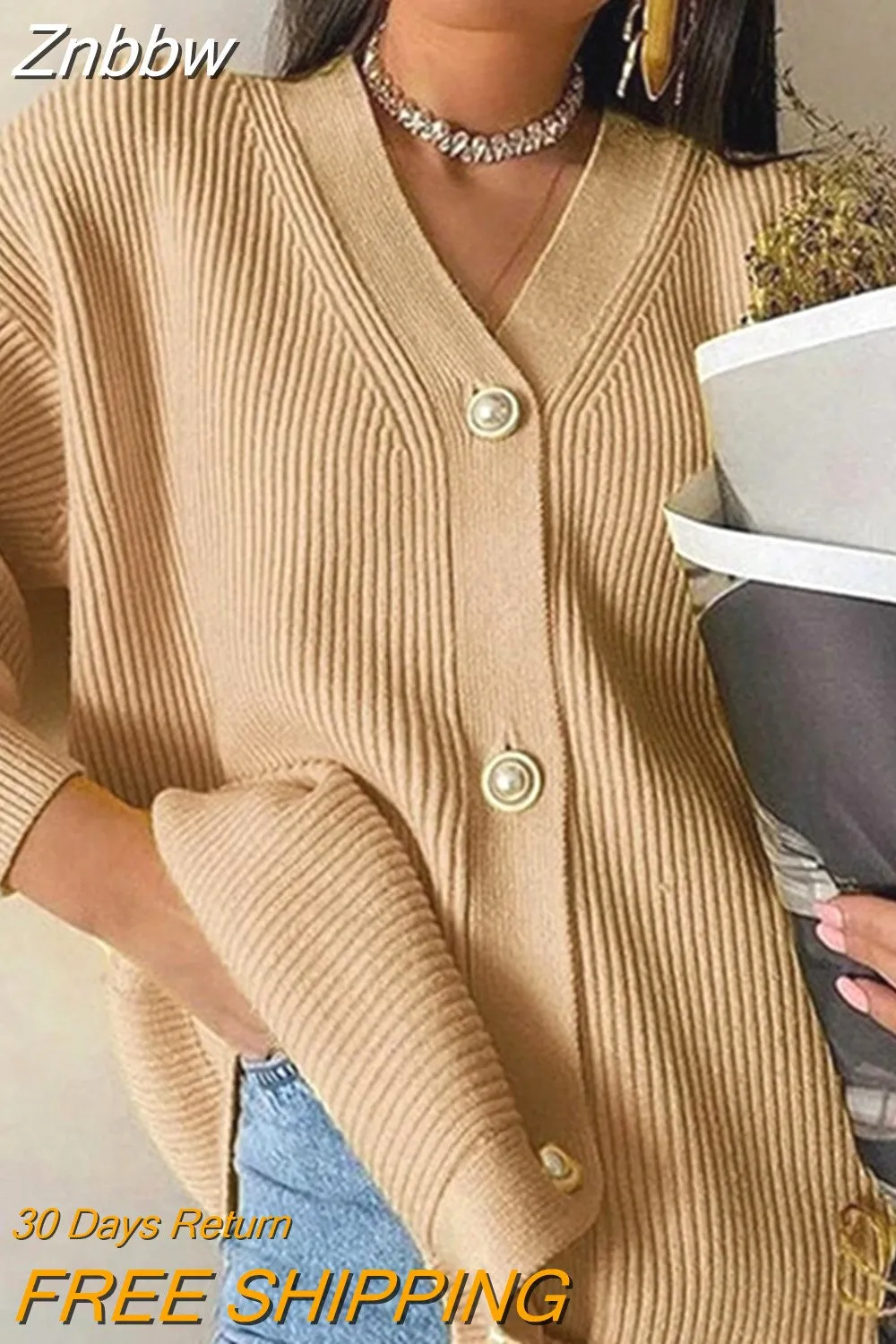 Znbbw Autumn Winter Green Cardigan Oversized Women Long Sleeve Button Casual Y2k Loose Knitted Sweater Fashion Streetwear - Image 9