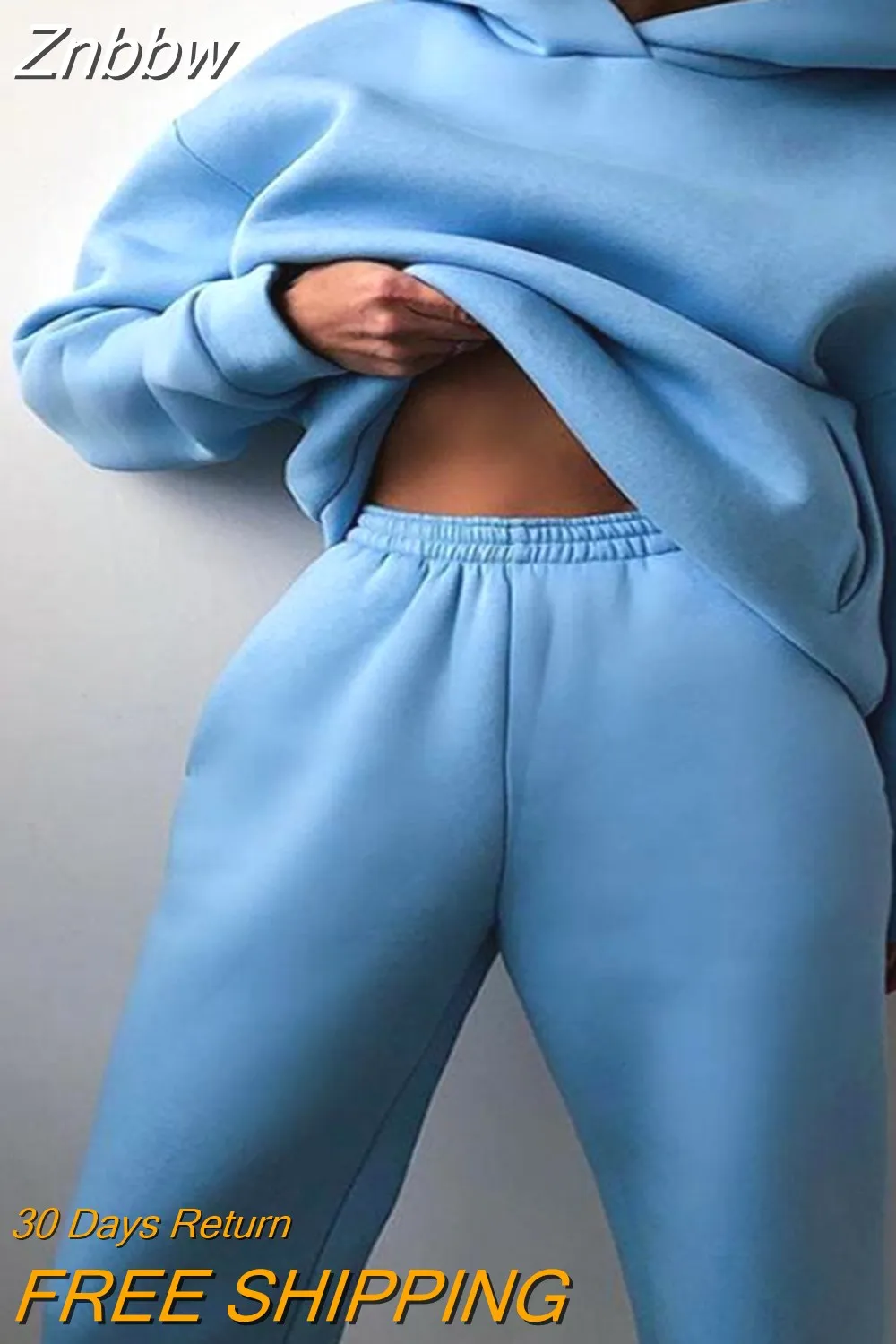 Znbbw Women Tracksuit Solid Casual Long Sleeve Sweatershirts with Trousers Suit Sports Hoodie Sportswear Winter 2023 Two Piece Sets - Image 11