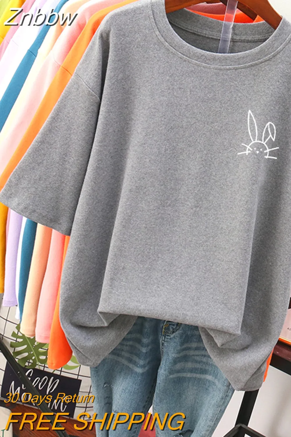 Znbbw 100 Cotton L-5XL Plus Size T Shirt Cartoon Print Tshirt Short Sleeve Women's Top Summer Kawaii Couple O Neck T Shirts - Image 2