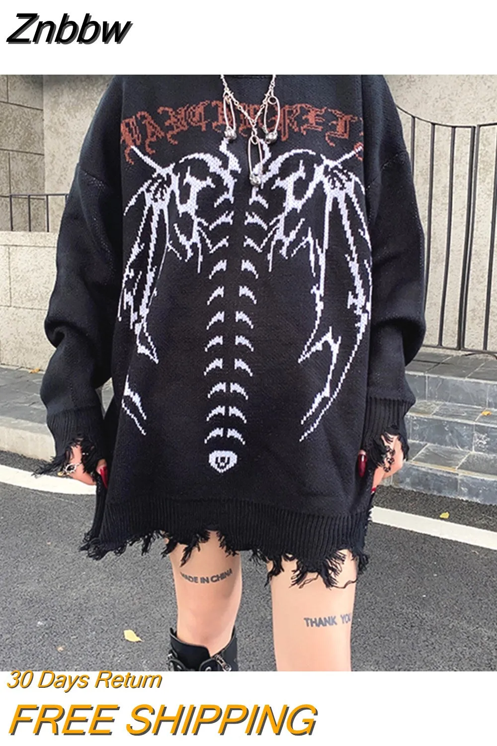 Znbbw Skeleton Cashmere Sweater Women Korean Style Loose Warm Knitted Pullover 2023 Winter Outwear Female Jumpers Streetwear Retro