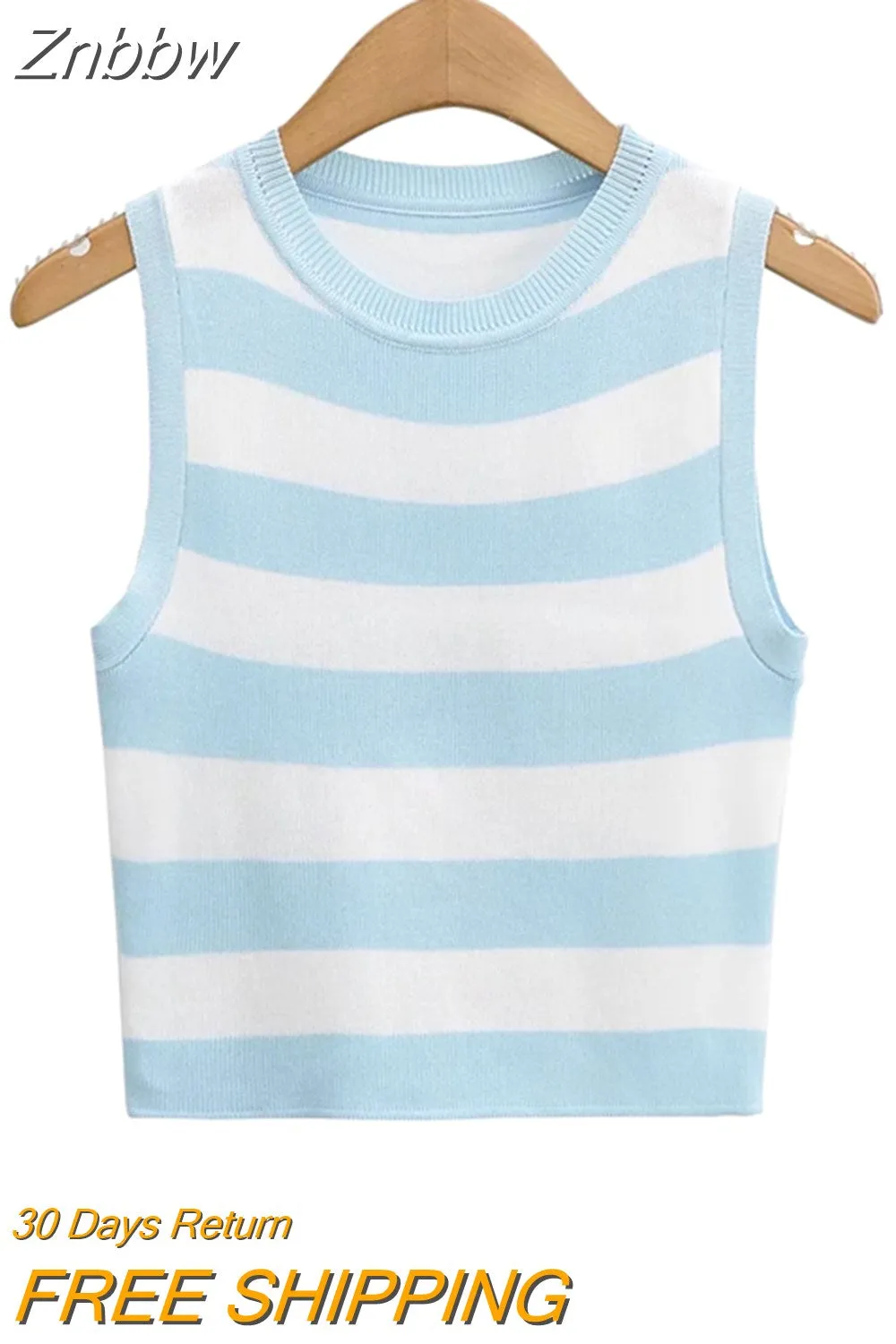 Znbbw Women Off Shoulder Tank Top Summer Knit Ribbed O Neck Sleeveless Skinny Vests 2023 Sexy Solid Basic Tops 202304 - Image 2