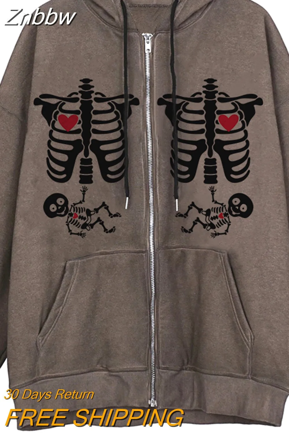 Znbbw Women Hip Hop Streetwear Hoodies Goth Angel Dark Print Zipper Jacket Coat Harajuku Y2K Hooded Top Clothes Men Women Punk Outwear - Image 11