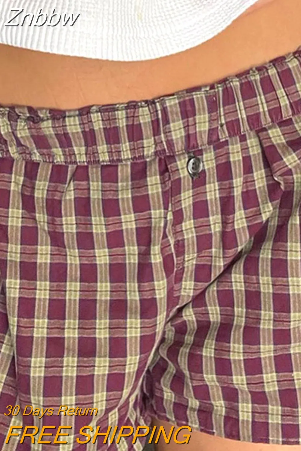 Znbbw Women's Y2k Pajamas Shorts Cute Plaid Pj Short Pants Flannel Lounge Sleep Shorts Bottoms Elastic Waist Baggy Boxers Tracksuit 0410 - Image 15