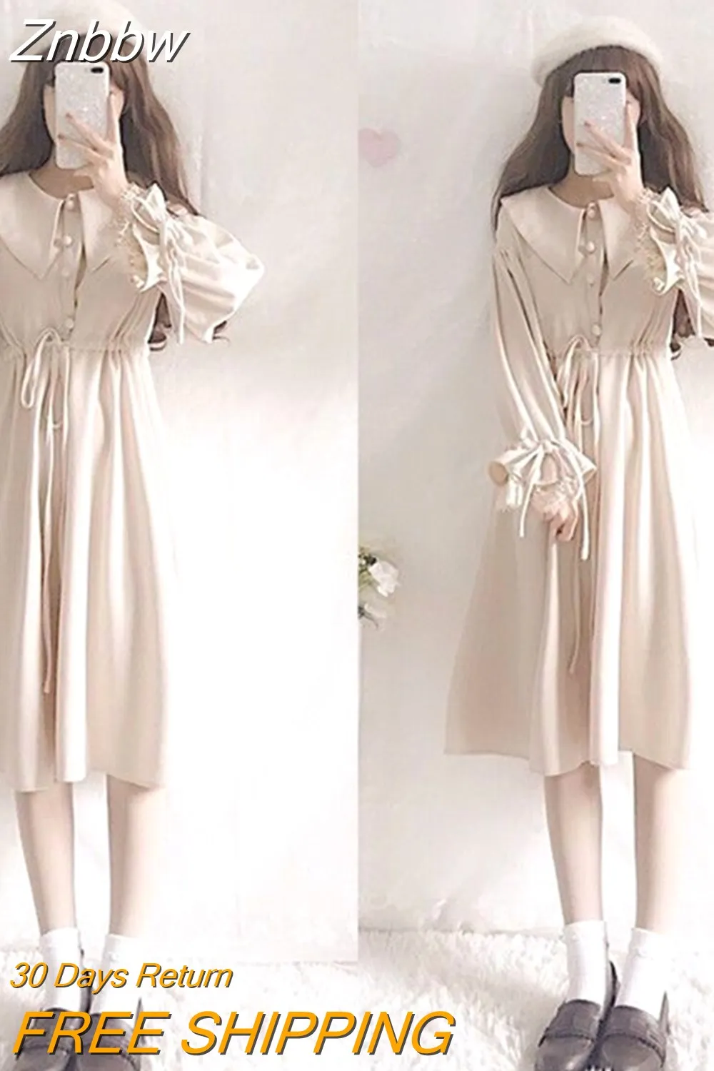 Znbbw 2 Piece Dress Set Women Long Sleeve Crop Tops + Casual Midi Dress 2023 Spring Autumn Slim Lady Japan Korean Suits - Image 10