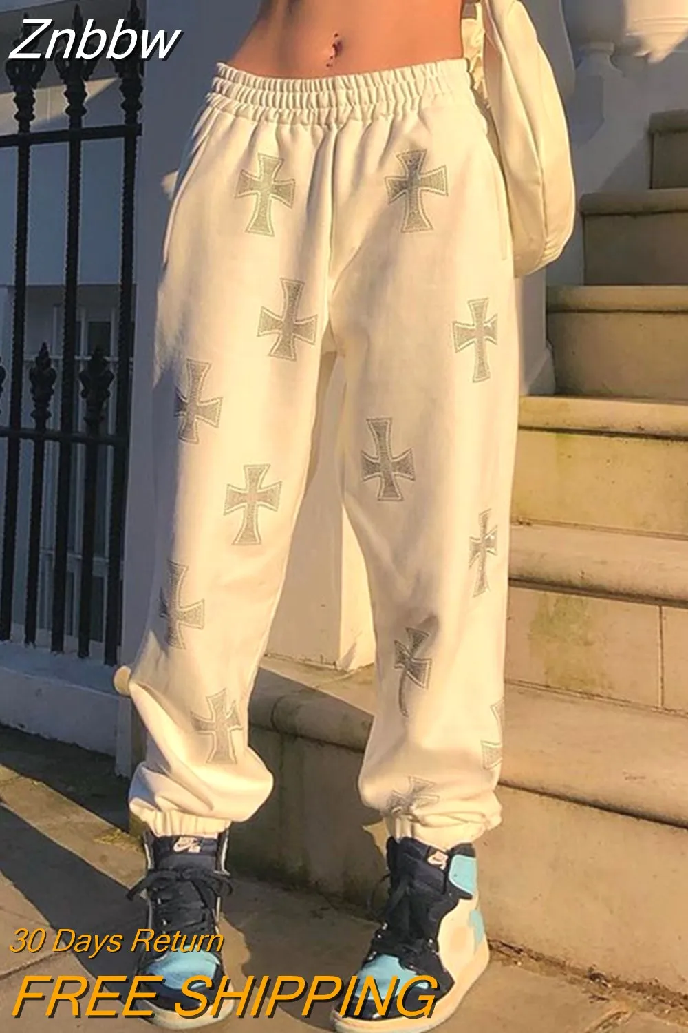 Znbbw rhinestone Harajuku Pants For Women Trouser Streetwear Woman Harem Pants Ins Retro Teens Straight Causal Pants Plus Size - Image 9