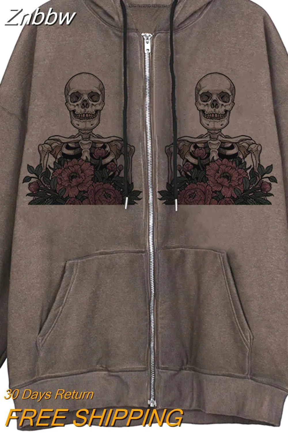 Znbbw Women Hip Hop Streetwear Hoodies Goth Angel Dark Print Zipper Jacket Coat Harajuku Y2K Hooded Top Clothes Men Women Punk Outwear - Image 7