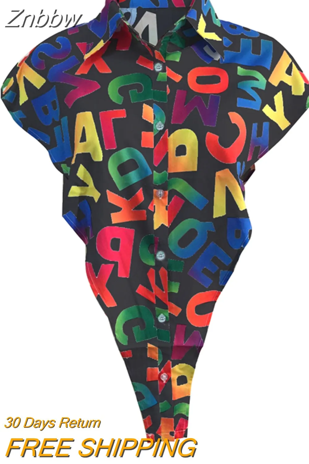 Znbbw Multicolor Letter Print Fashion Oversized Shirt Hollow Out Side White Tops Women Turn-Down Collar Streetwear Blouses - Image 7