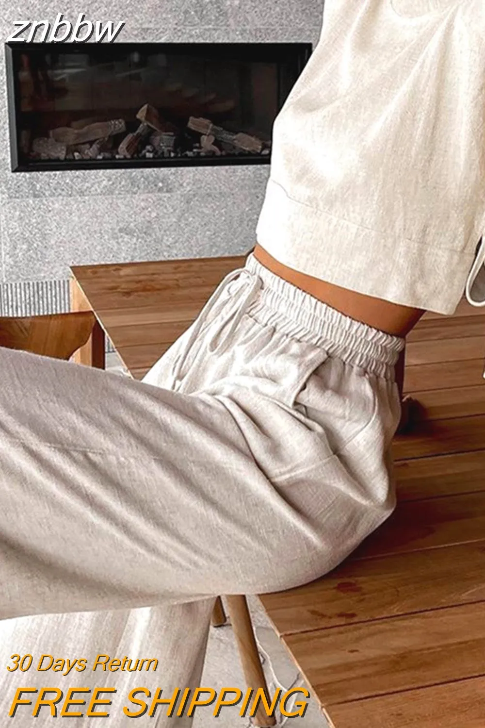 znbbw 2023 Women Holiday Linen Pant Set Crop Tops Solid Outfits 2 Two Piece Matching Set For Women Sleeveless Casuals Fashion - Image 3